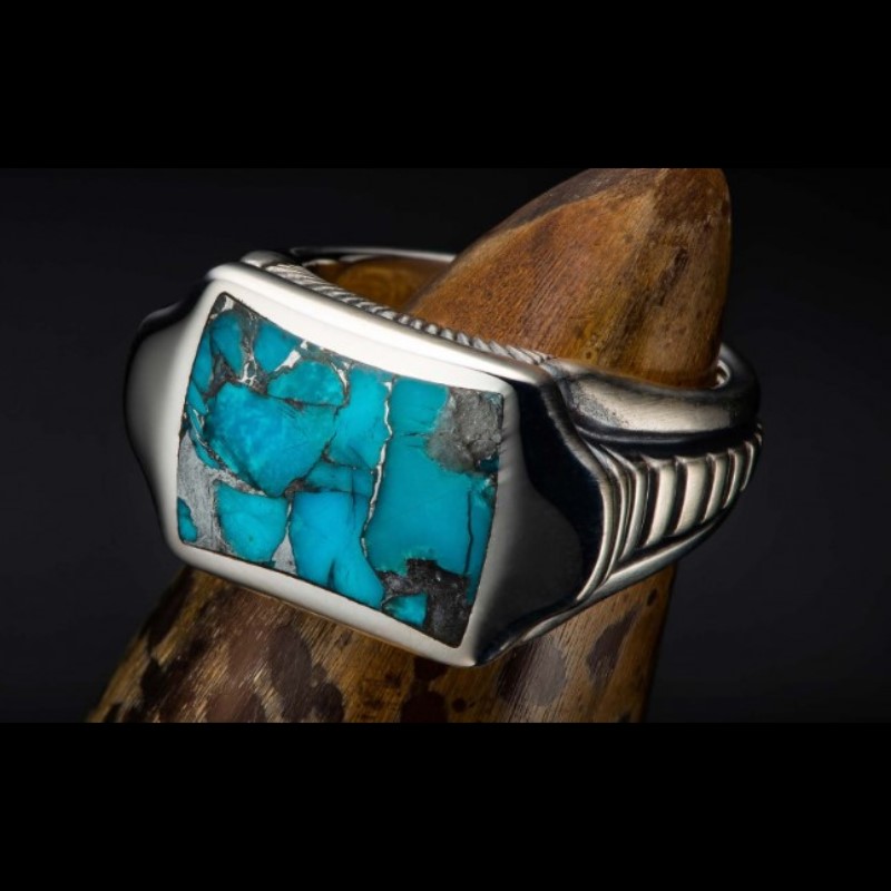 William Henry Sleek Turquoise Signet Ring